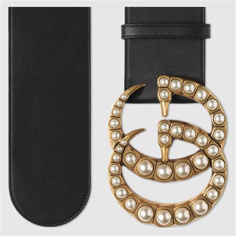 gucci wide leather belt with pearl|Gucci pearl belt small.